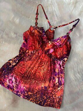 Dead stock NoBo coconut ring ruffle cami babydoll tank top ⭐️ floral